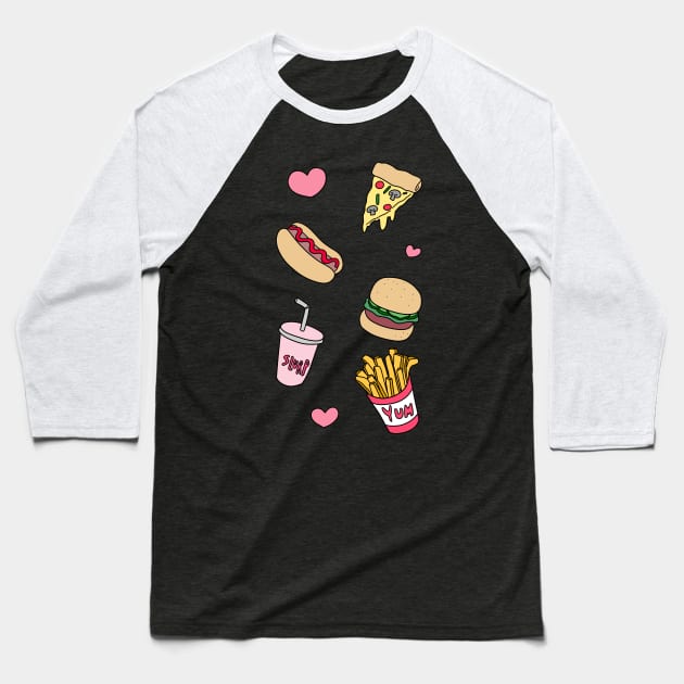 Fast Food Love Baseball T-Shirt by saradaboru